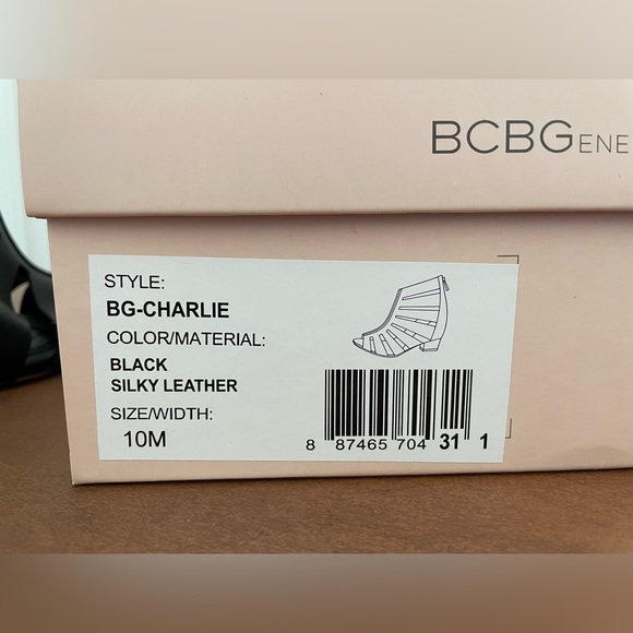 BCBGeneration Charlie heeled wedge, open peep toe shoes 10 black NWT πHP x2π - Picture 12 of 13